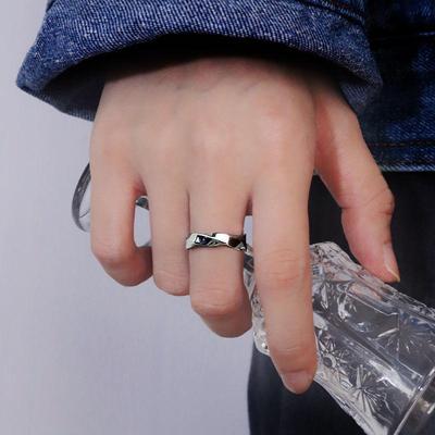 Simples torção aberta geométrica mobius anel masculino feminino vintage cor prata jóias de festa