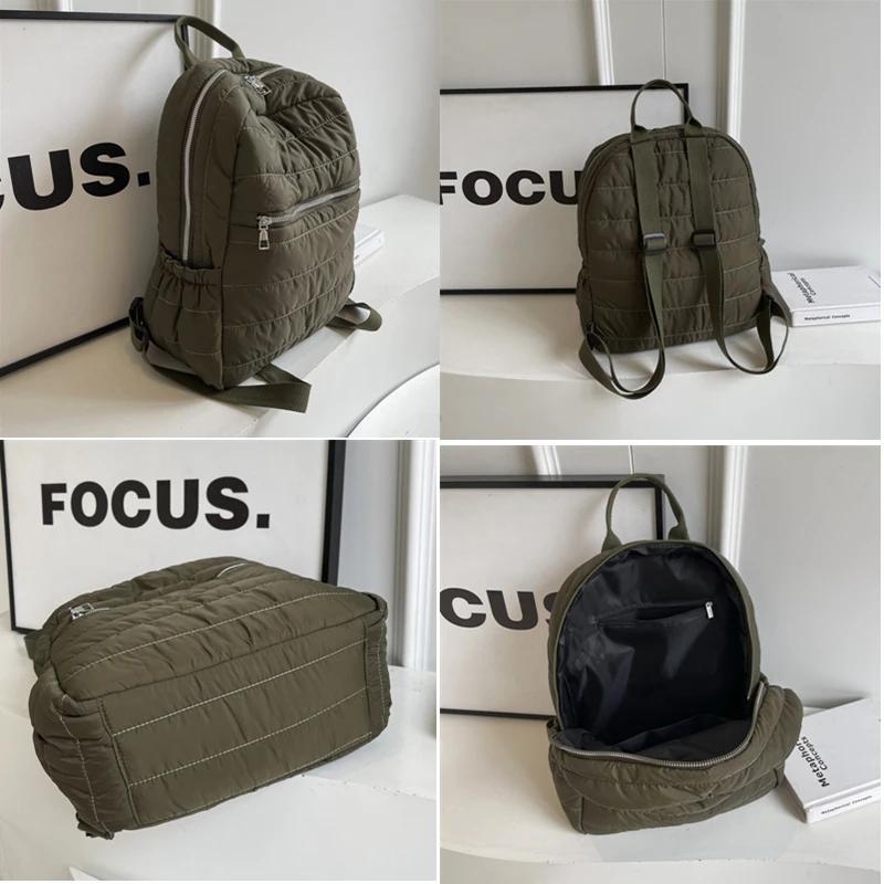 Ultra-light Casual Puffer Backpack Large Capacity Padded Solid Color Padded Portable Soft Travel Bag