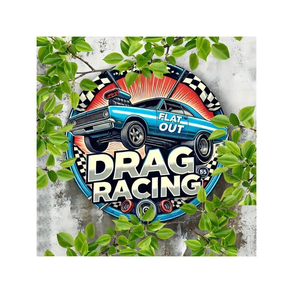 Vintage Metal Sign Drag Racing Fast Food Garage Wall Art