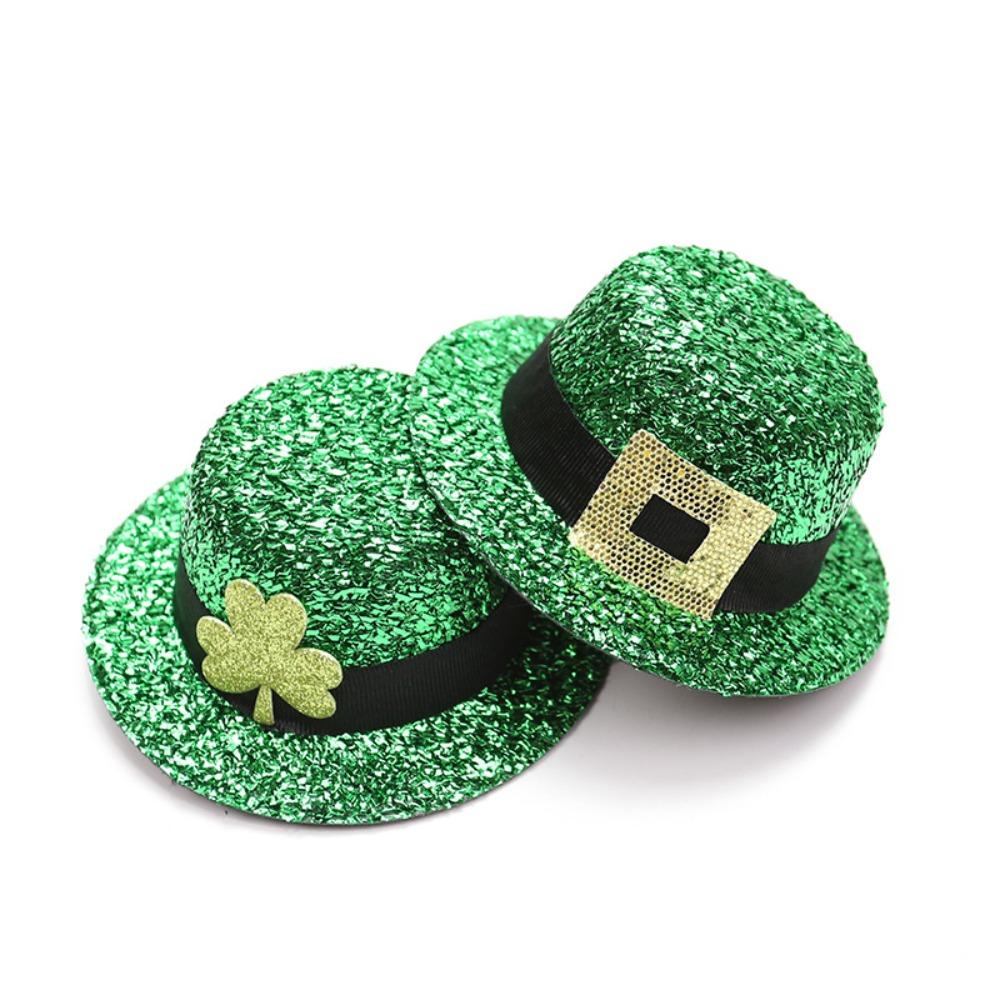 New Green Shamrock Hairpin Sequin Velvet Clover Lucky Clover Clip Glitter Costume Party Accessories Saint Patricks Day