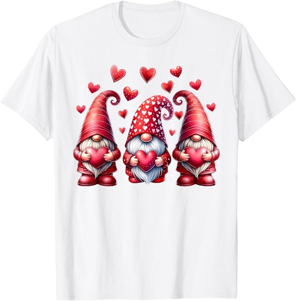 Růžoví valentýnští skřítci se srdíčky Grafický potisk Bavlněné tričko Ležérní denní tričko pro ženy muže