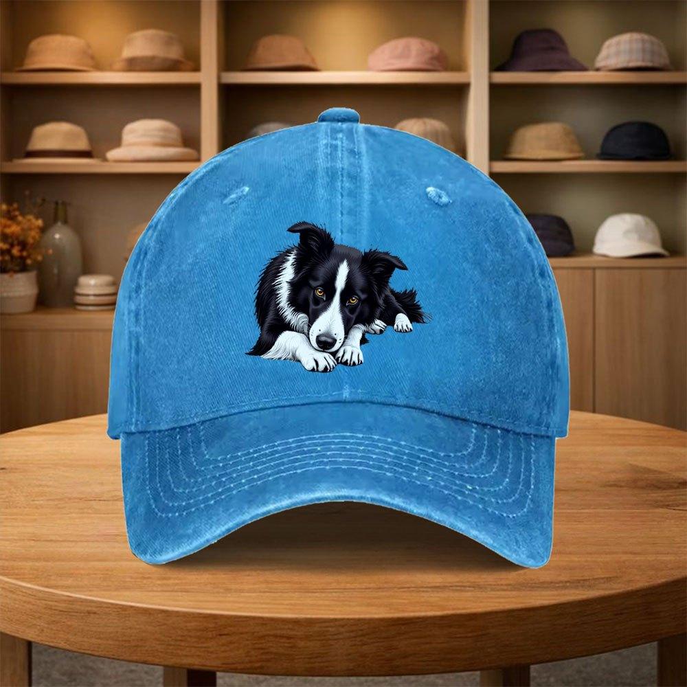 Leichte Baseballkappe im Streetstyle mit Border Collie Hundemuster-Design, geeignet für alle Jahreszeiten, für Partys, Picknicks, Cam