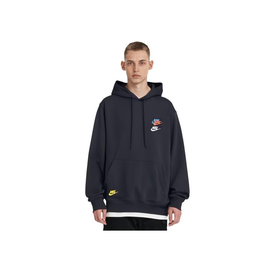Nike Bluza z kapturem z haftowanym napisem, luźna, z długim rękawem, męska, czarna DD4667-010