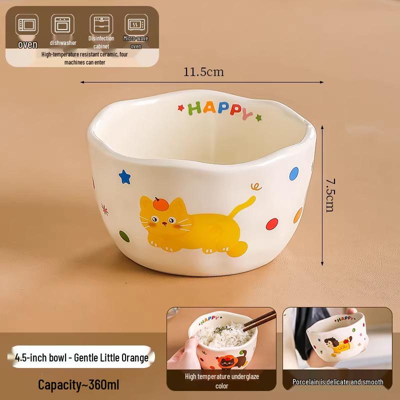 Милая керамическая миска для риса кремового цвета на одного - Маленькая, Эстетичная, Идеальный подарок