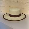 French Cream Beige And Brown Woven Flat Top Top Hat Women'S Summer Sun Protection Sunshade Vacation Beach Wide Brim Straw Hat