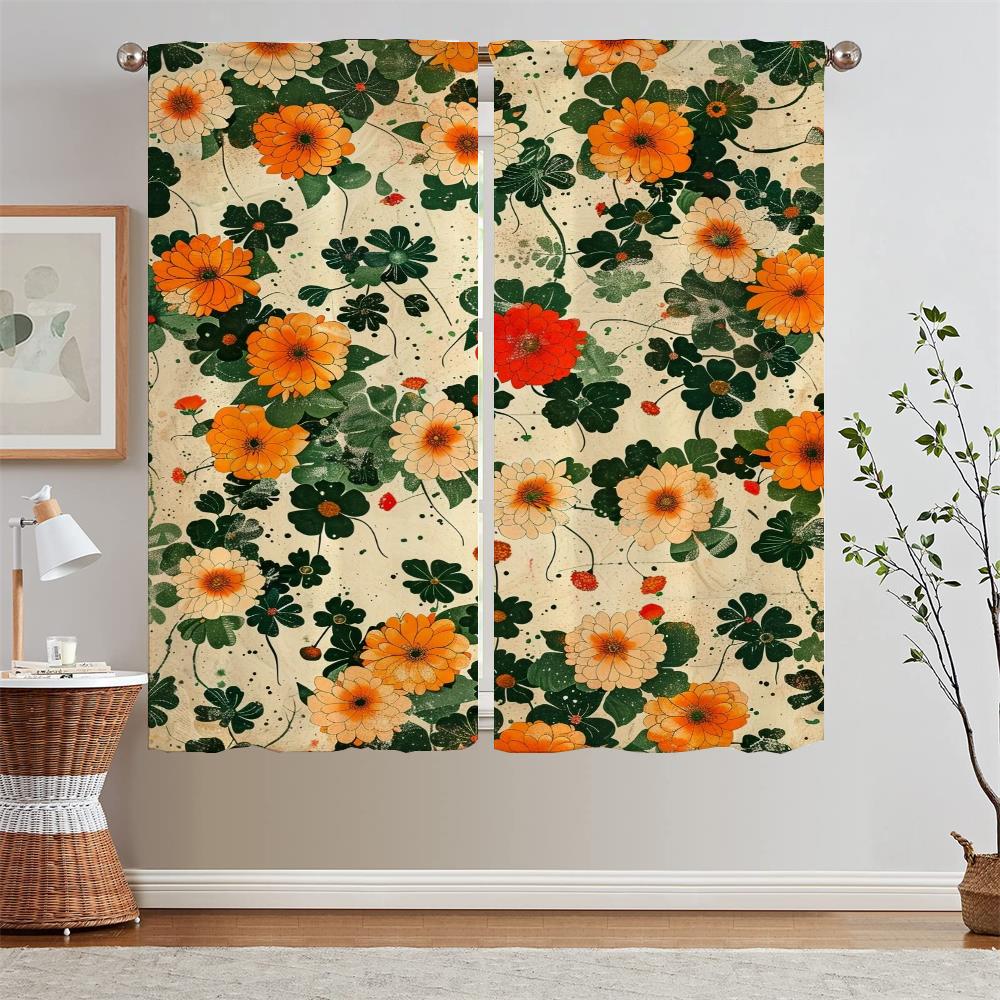 

Цветы цветут шторы для украшения спальни затемняющие шторы для гостиной кухонные шторы комплект из 2 шт. слепые локоны W50xH70cmx2pcs-CL