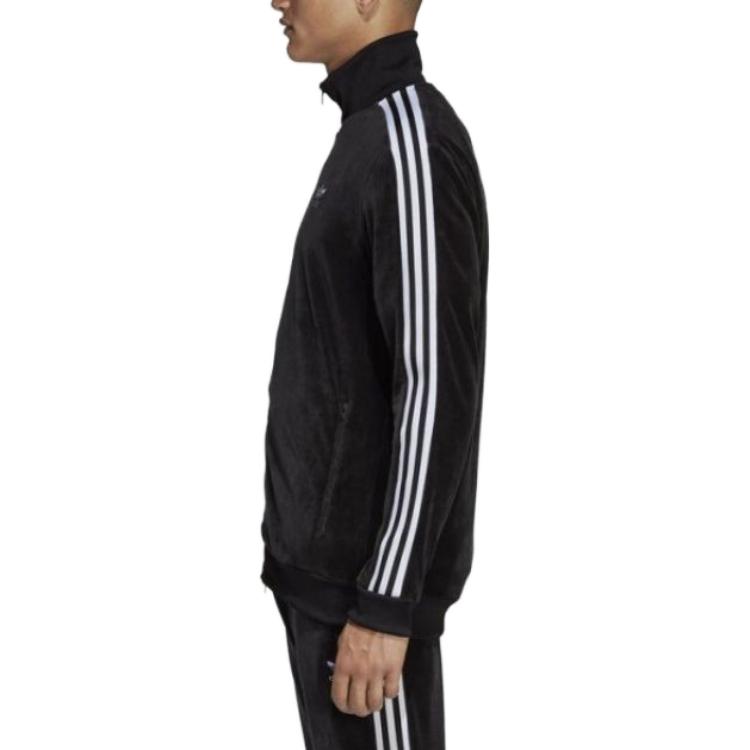 adidas Originals Trefoil Casual Sports Stand Collar Striped Jacket Men Jackets Black DX3626