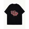 Oversized T Shirt Dress Black Be Mine Heart Print Valentine Day Casual Wear