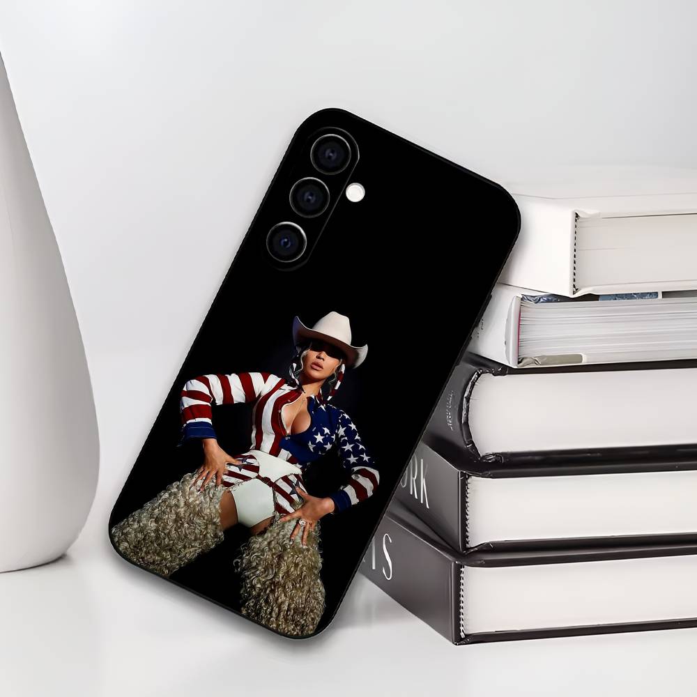 

B-Beyonce Cowboy Soft Silicone Phone Case for Samsung Galaxy A73/A72/A71/A70/A53/A52/A51 Black Cover Samsung a11
