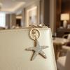 Keychain Pendant Rhinestones Inlaid Starfish Design Key Chain with Lobster Clasp Bag Charm Backpack Accessory