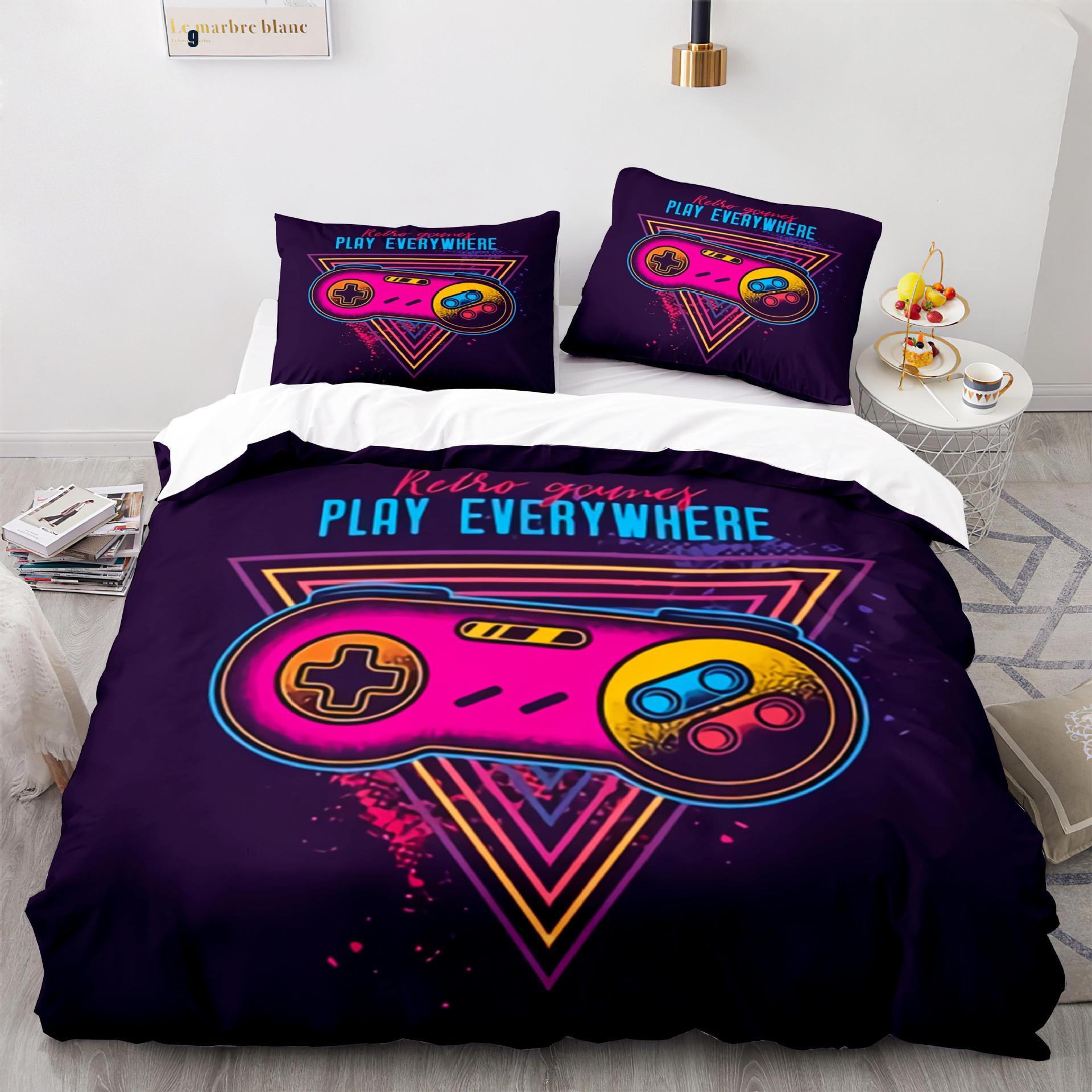 Digital Printing Gamepad Quilt Cover Size Three-Piece Set 135*200cm