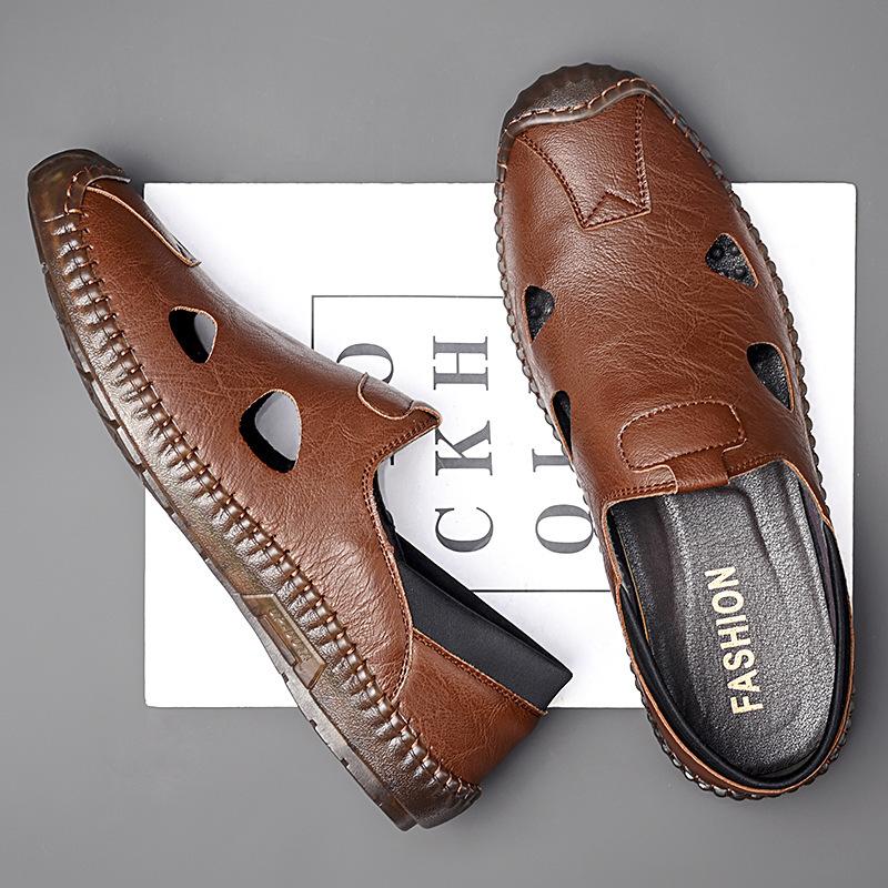 Men's Shoes 2025 Summer New Sandals Men's Casual Hollow Men's Breathable Outer Bag Head Hole Shoes