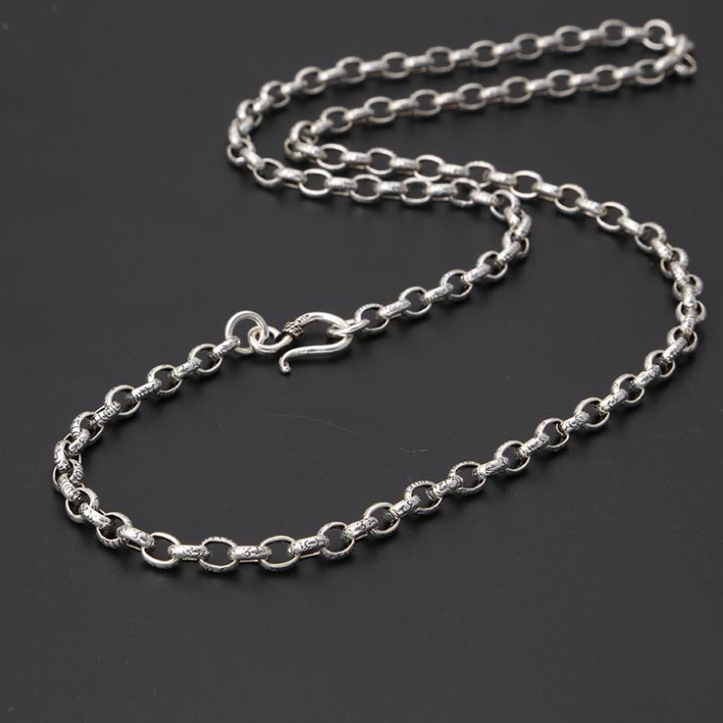 Echte Silber Retro 5mm lange Box Kette Buddhismus Mantra Siegelkette S925 Sterling Silber Biker Männer männliche Halskette Schmuck Geschenk