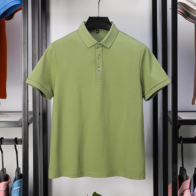 Modisches Poloshirt für Herren mittleren Alters, kurzärmeliges T-Shirt aus merzerisierter Perlbaumwolle, Sommer-Revers, Business-Casual-T-Shirt