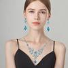 EXCEART Women's Blue Necklace and Earring Set, Lightweight, 2-Piece, 11.8x7.9 Inches, Elegant Ornament for Weddings, Bridal, and Parties