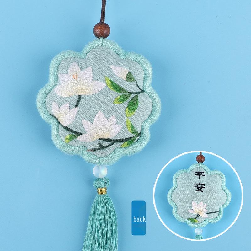 Peace Amulet Embroidery Kit: Beginner's DIY Cross Stitch Sachet Pouch