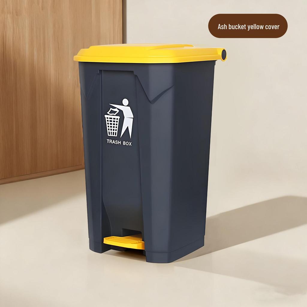 Large Outdoor Commercial Plastic Pedal Trash Can with Lid for Kitchen and Home