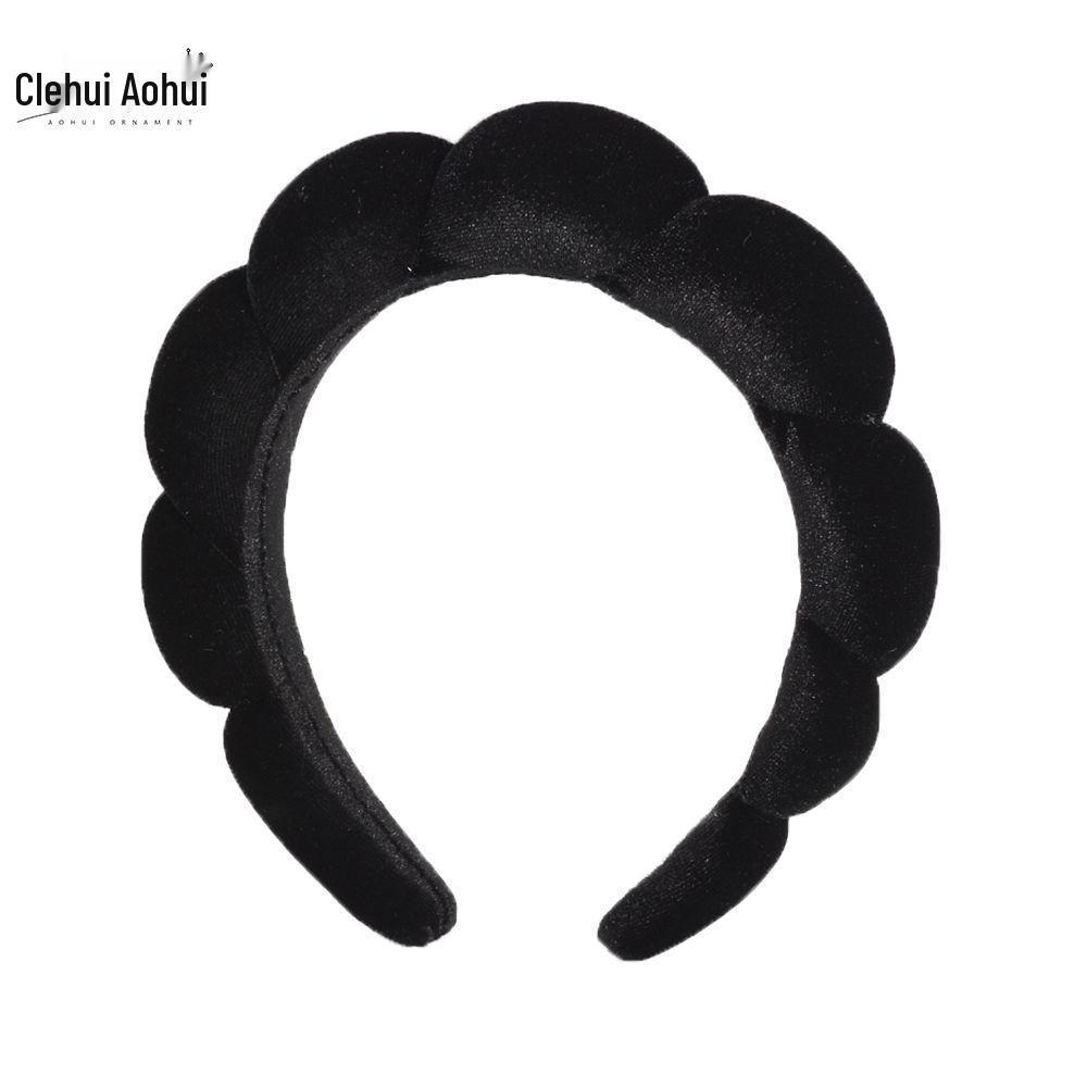 Gold Velvet Spa Headband & Wristband Set for Face Washing & Makeup