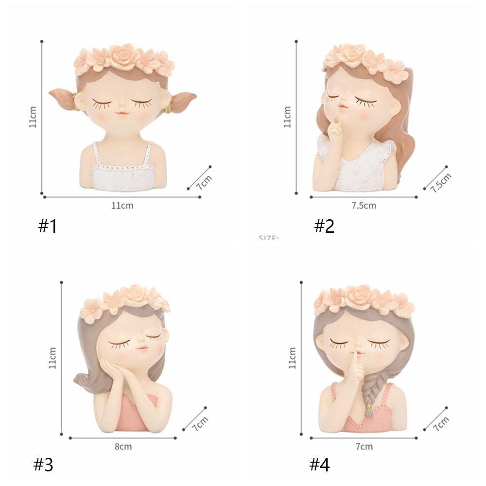 Resin Girl Decorative Planters Drainage Hole Succulent Cactus Planter Pot Office Decoration