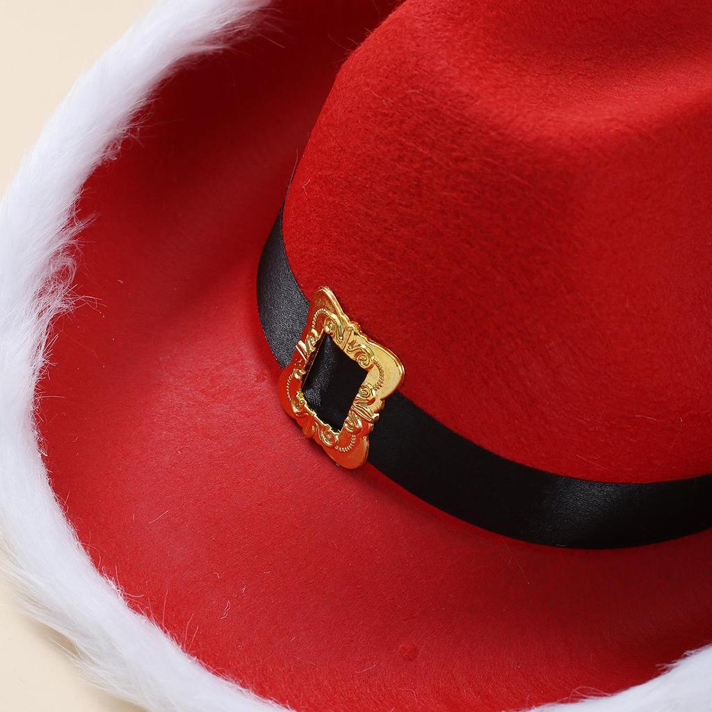 Christmas Red Denim Frayed Edge Santa Hat for Holiday Performances