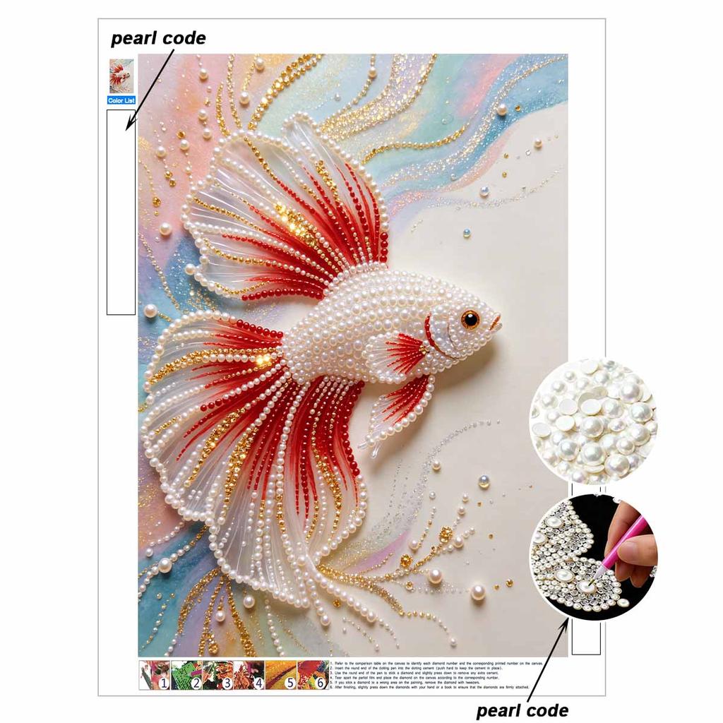 Betta Fish Pearl Painting DIY Living Room Hanging Painting Art Ornament Decorative Painting Home Decoration