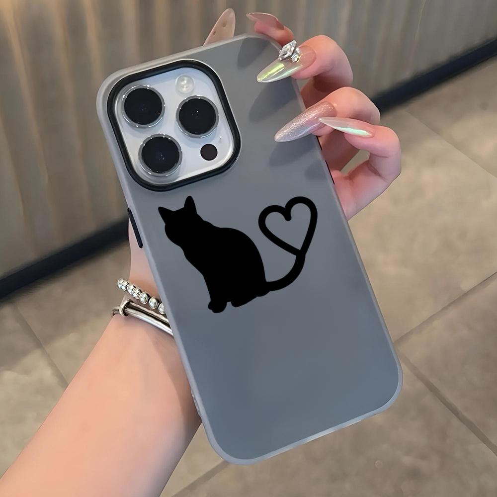 Cartoon Black Cat Phone Case Soft Matte Candy For IPhone 17 16 15 14 Pro Max Plus 13 12 11 Transparent Bumper Cover