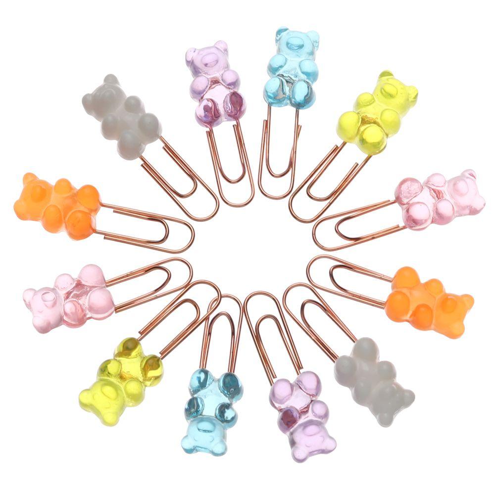 

2pcs/set Stationery Cartoon School Clip Holder Organizer Paper Clips Bookmark Binder pink-7