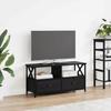 TV Stand with Drawers Black Oak Effect 90 x 33 x 45 cm