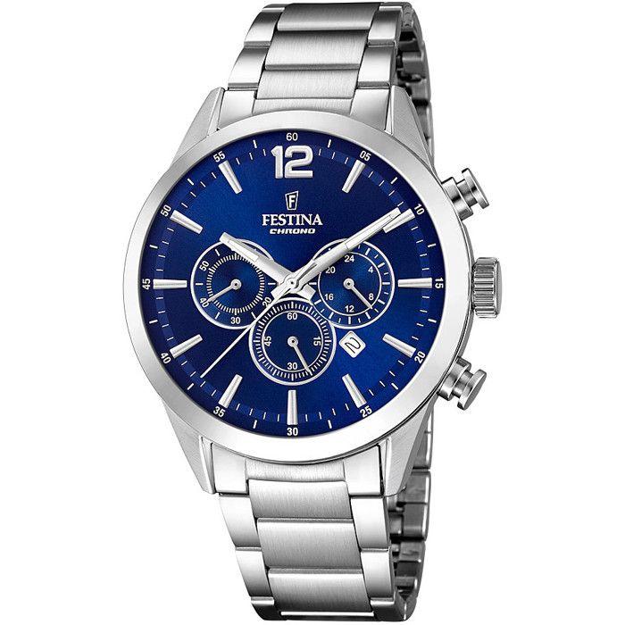 Montre Homme - Festina - F20343/7 - Chronographe - Cadran Bleu - Bracelet Acier Inoxydable