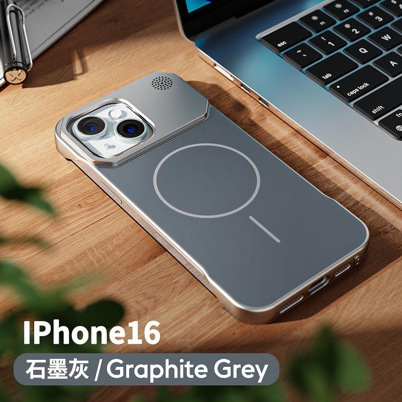 Applicable To Iphone16 Borderless Mobile Phone Case Apple 15 Aluminum Alloy Lens Samsung S25ultra Thin Ring Magnetic Attraction