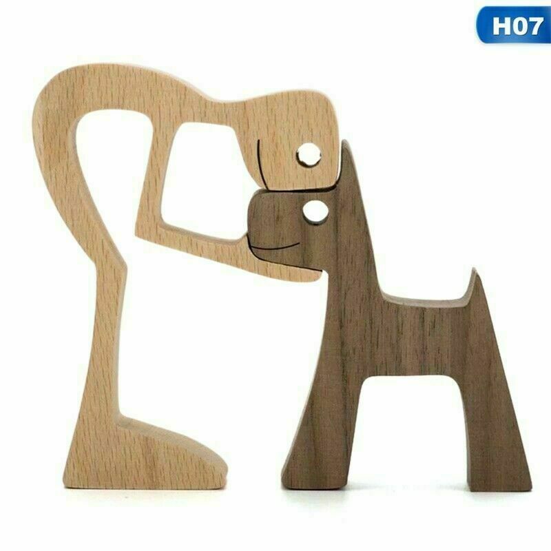 

Ручная резная деревянная неокрашенная фигурка собаки, человеческая резьба, статуя, незаконченный подарок