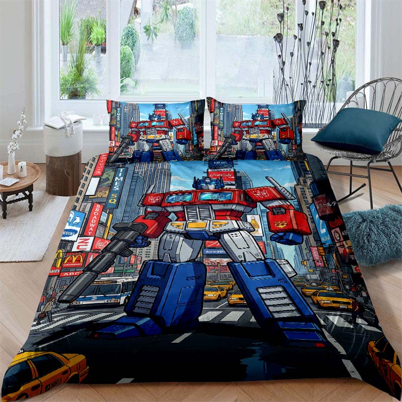 3D printed Mobile Suit Gundam bedding set, printed single duvet cover and pillowcase three-piece set, available in children's