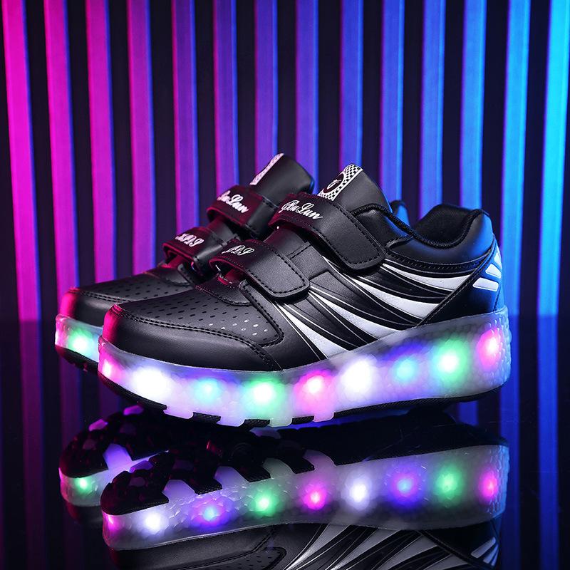 Runaway shoes girls skates student sports variant with light charging can walk dual-purpose men