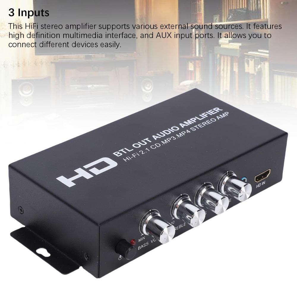 Support HD & AUX Input Dual Channel Sound Receiver HiFi Stereo Amplifier Car Use