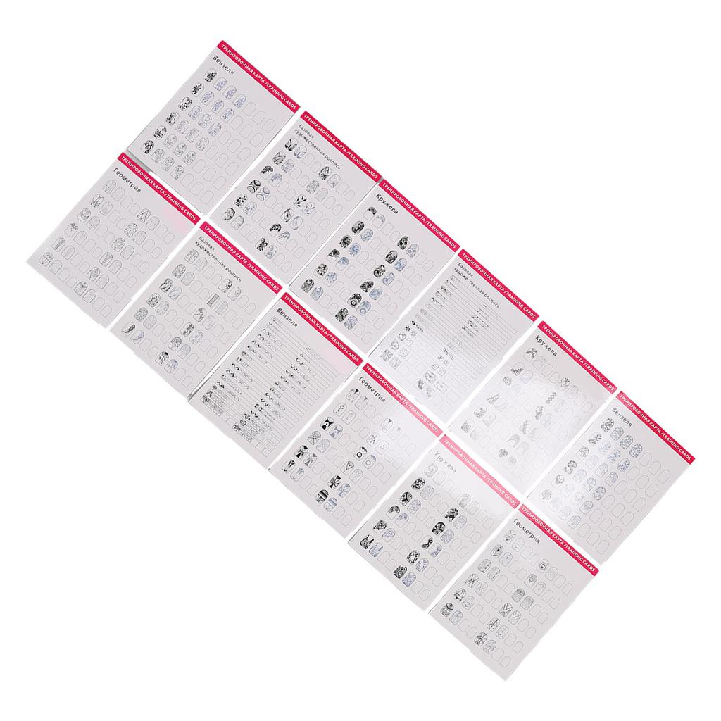 Nail Training Mat Stereograph Washable Reusable Multi Nail Shapes 12 Modes Nail Art Practice Sheet for Nail Artist