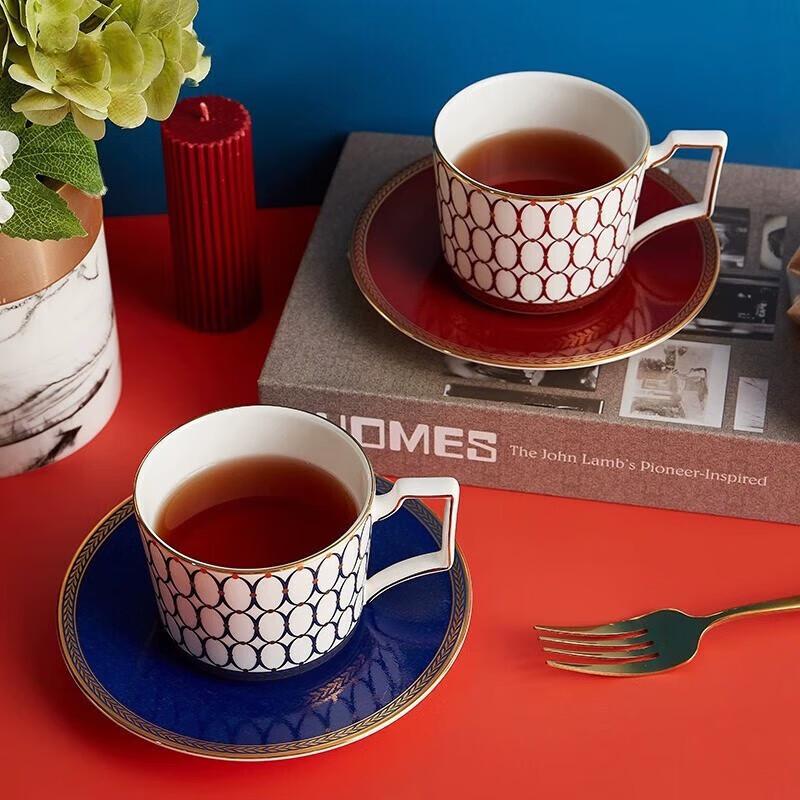 Wedgwood Golden Age Gilded Red & Midnight Blue Cup & Saucer Set