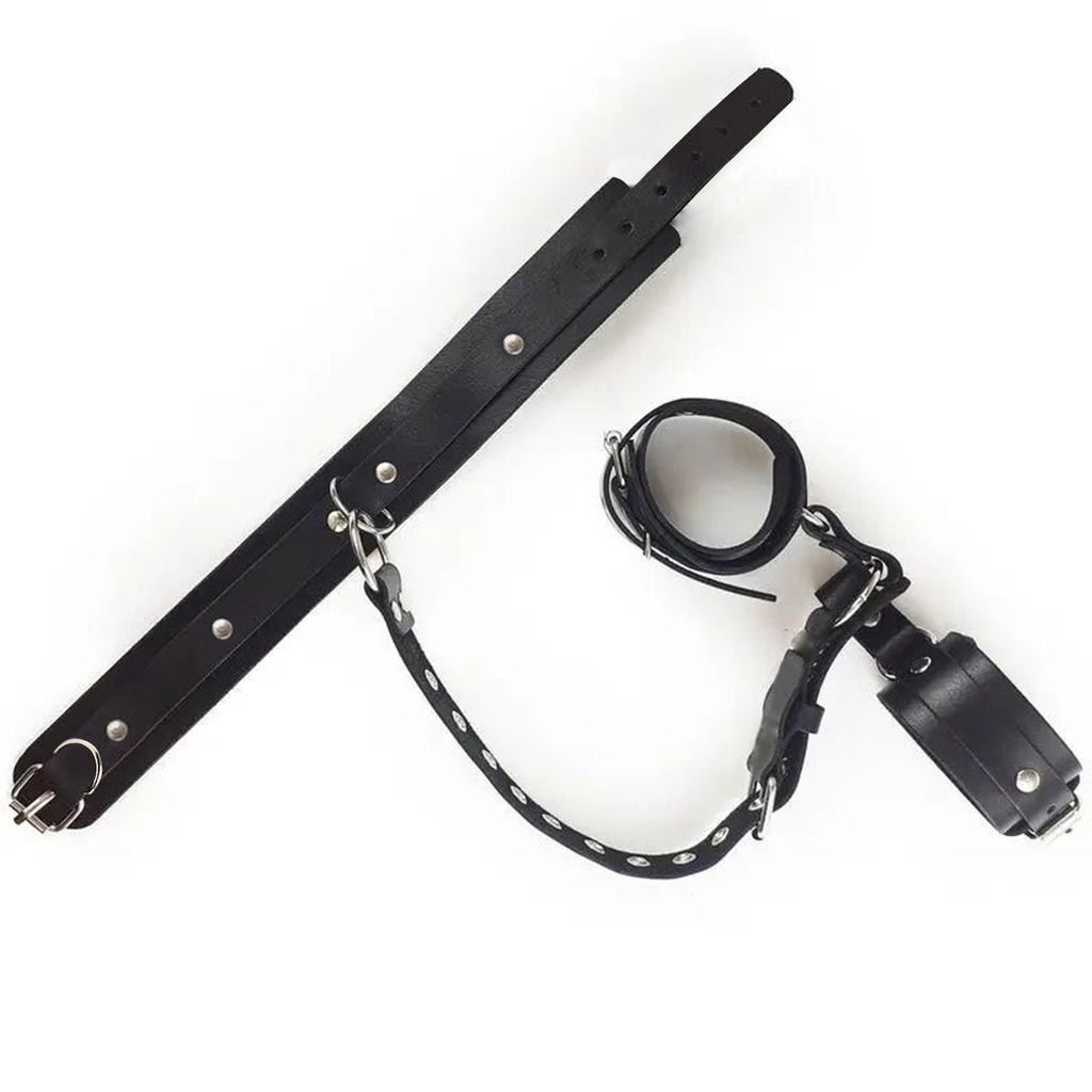 Leather Wrist Restraints and Collar Set - Bondage Accessories for Adult Parties and Play