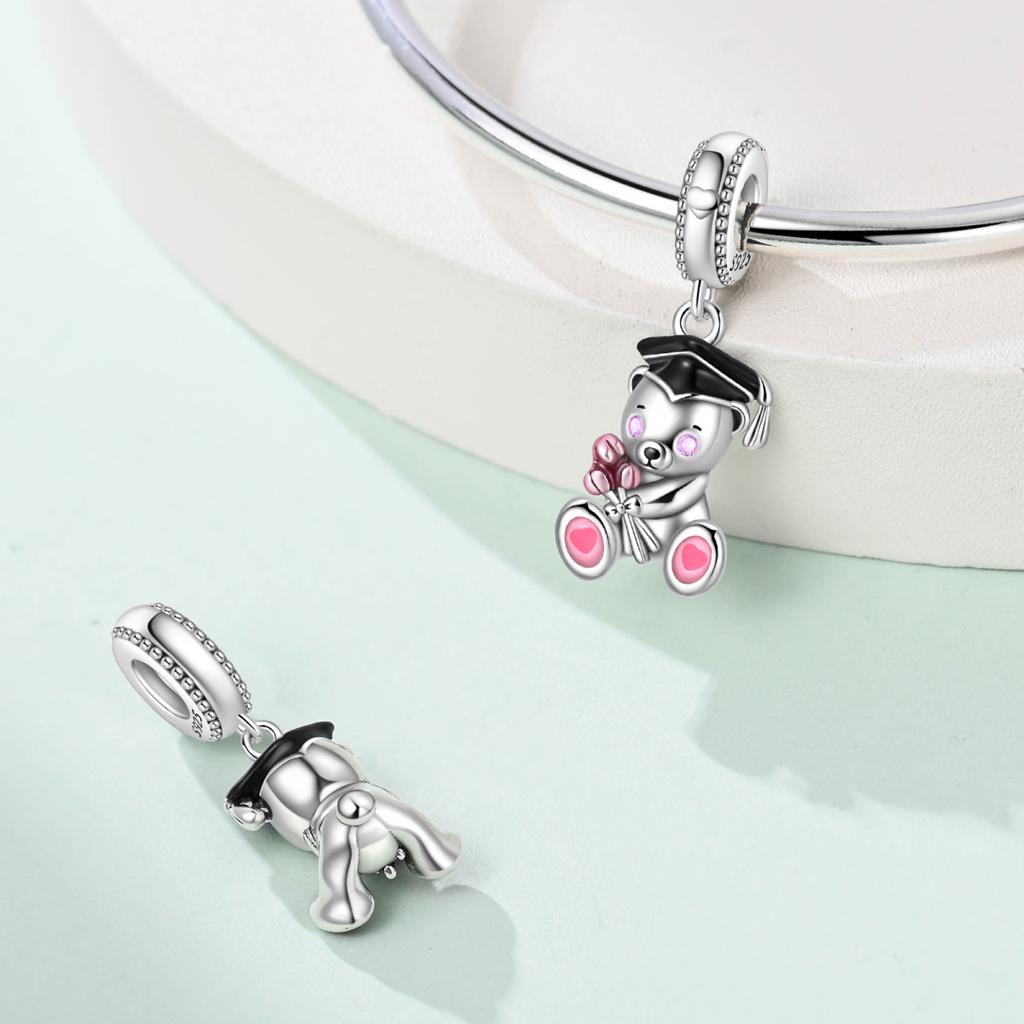 Originalcopper Charms Luxury Graduation Bear Beads Fit Bracelet Diy Women Making Delicate Gift