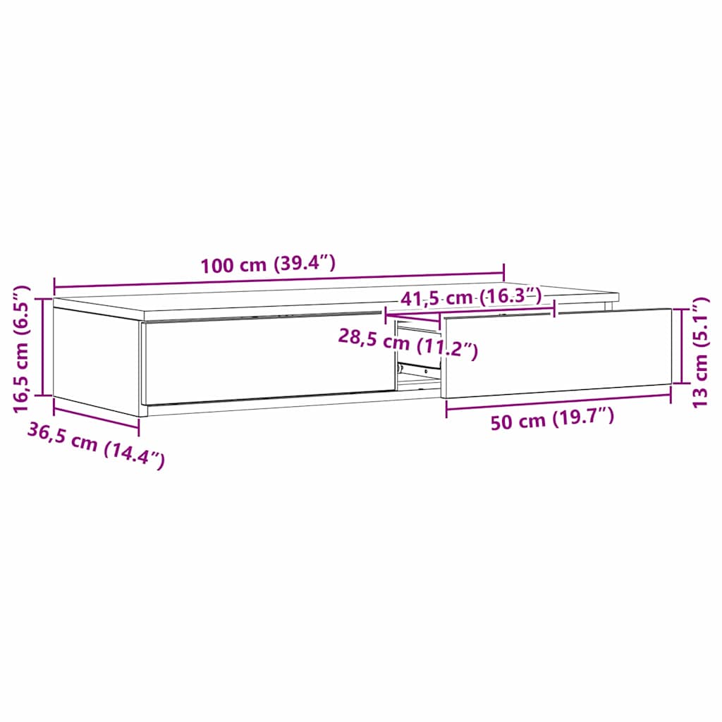 Bed Drawers Sonoma Oak 100 x 36.5 x 16.5 cm Particleboard