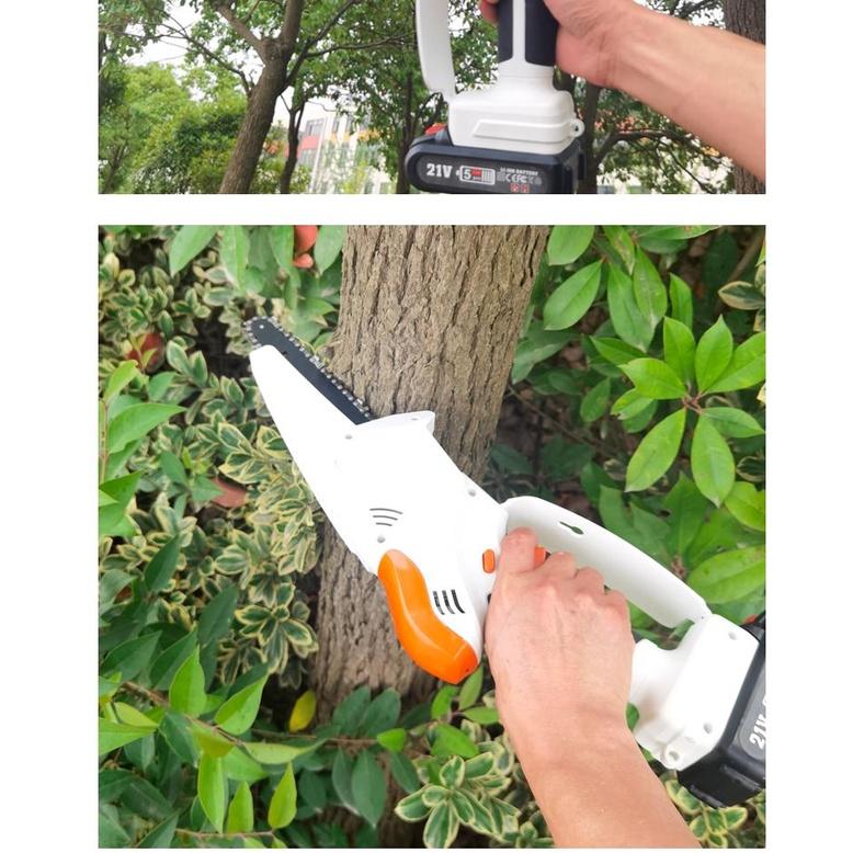 6 Inches One-handed Electric Chain Saw Small Rechargeable Garden Logging Pruning Saw Household 1500MAH Lithium Battery 500W