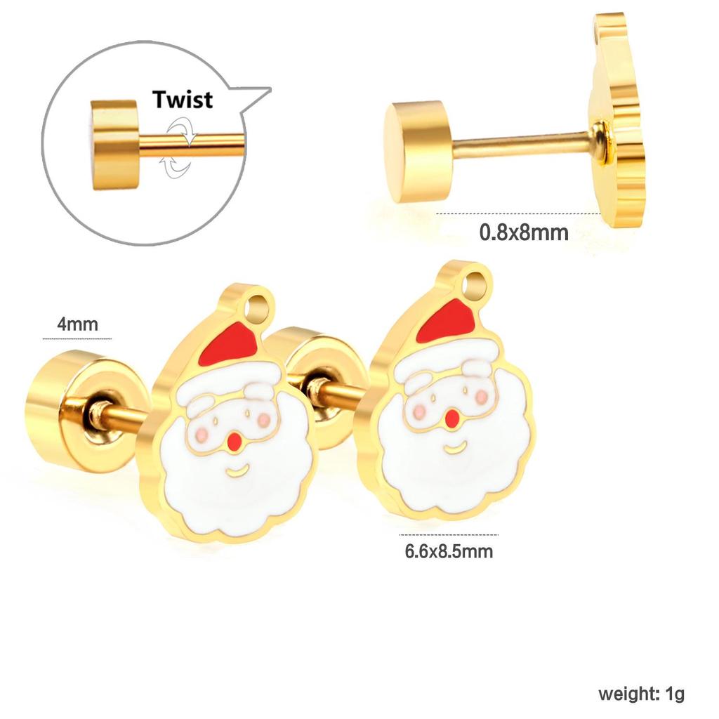Santa Claus Stainless Steel Stud Earrings - Creative Christmas Design