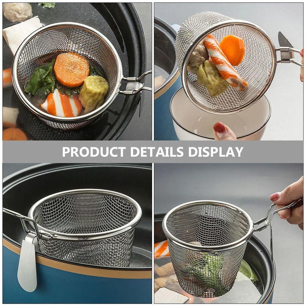 1Pcs Kitchen Tableware Mesh Strainer Spoon Long Handle Frying Filter Basket Hot Pot Strainer