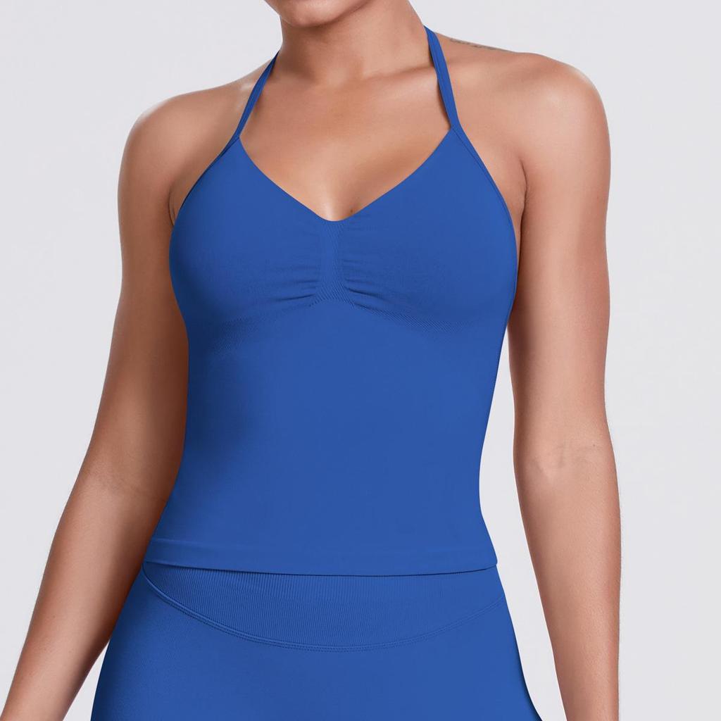 Seamless Solid Color Sexy Back Tank Top for Women - Yoga, Running, Fitness