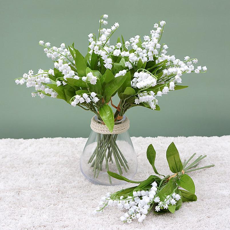 1/5PCS White Artificial Flowers Letter Bellflowers Fake Plastic Plants Home Room Decorations Wedding Party Bride Holding Bouquet