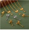 Heart-shaped Tassel Bow Necklace & Titanium Steel Earring Set