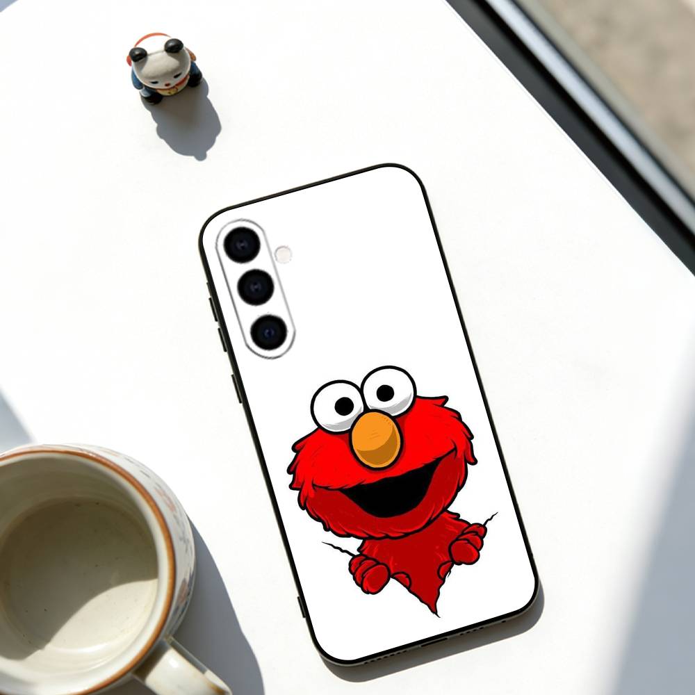 Cut Cartoon E-Elmo Phone Case For Samsung Galaxy A73,A72,A71,A70,A53,A52,A51,Soft Black Cover