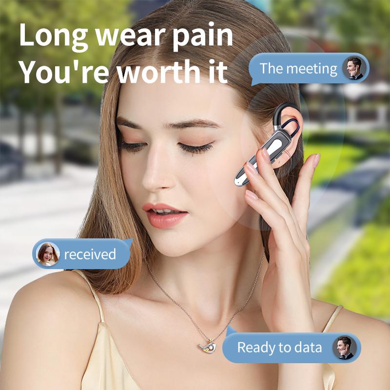 Bluetooth Single Ear Wireless Headset with Noise Cancelling Mic,Hands-Free Earphones with LED Display 500mAh Charging Case,for Driving,Business,Office