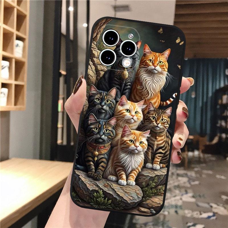 Pouzdro na telefon Cat Art pro iPhone Samsung Galaxy Redmi Xiaomi Oppo OnePlus Note SA 7 8 9 10 11 12 13 14 20 21 22 23 53 54 Pro Max Plus Ultra TPU Soft