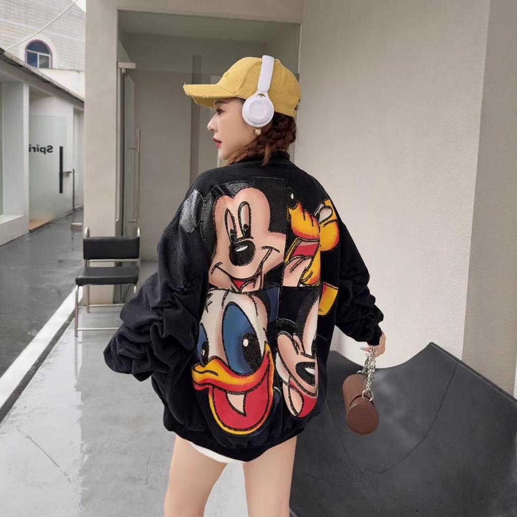 European trendy brand Mickey Sigongge baseball jacket women's spring loose design versatile jacket top