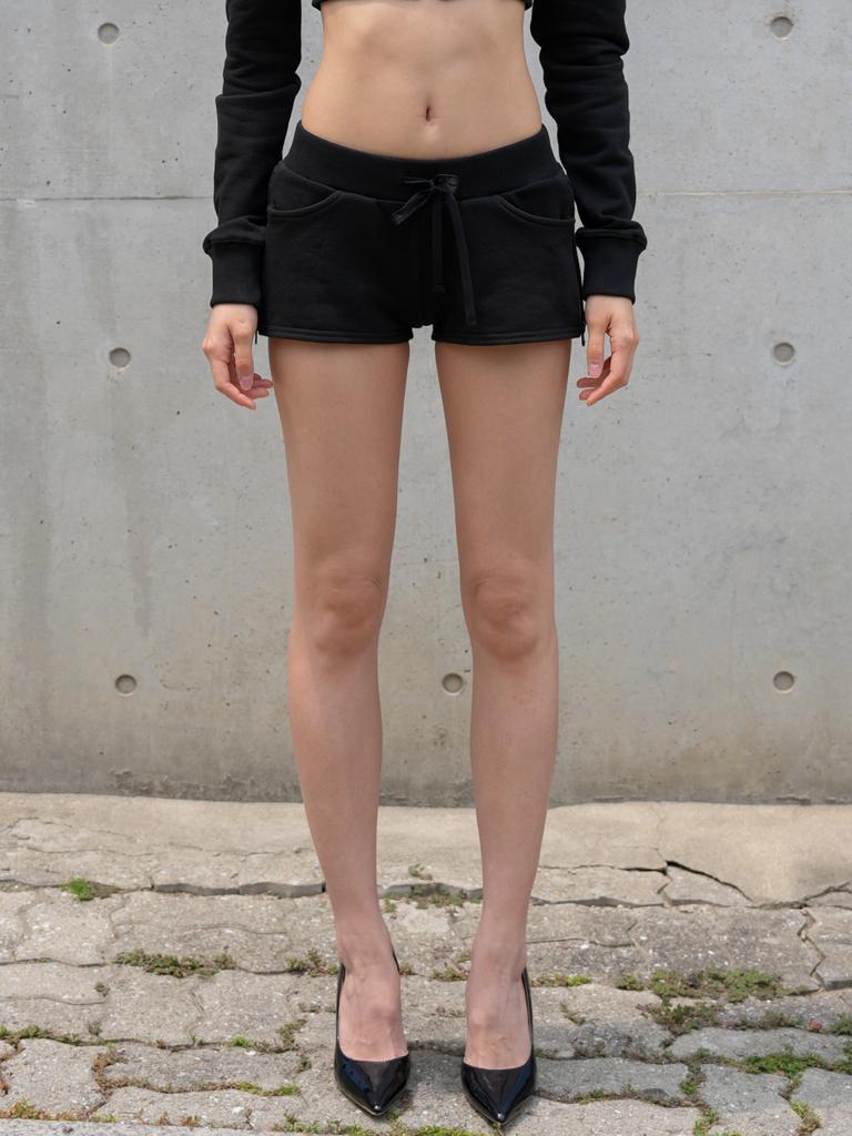 Deoineoseu Reißverschluss Mini-Shorts (Schwarz)